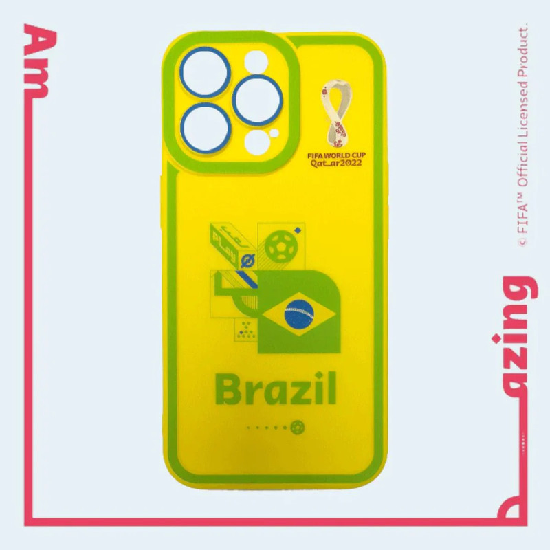 Qlive iPhone Case 13 Pro Max Brazil FIFA World Cup Qatar 2022 - أكسسوار كأس العالم قطر 2022